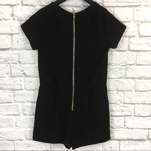 Lush Short Sleeve Fitted Black Zip Romper Size S - Picture 2 of 7